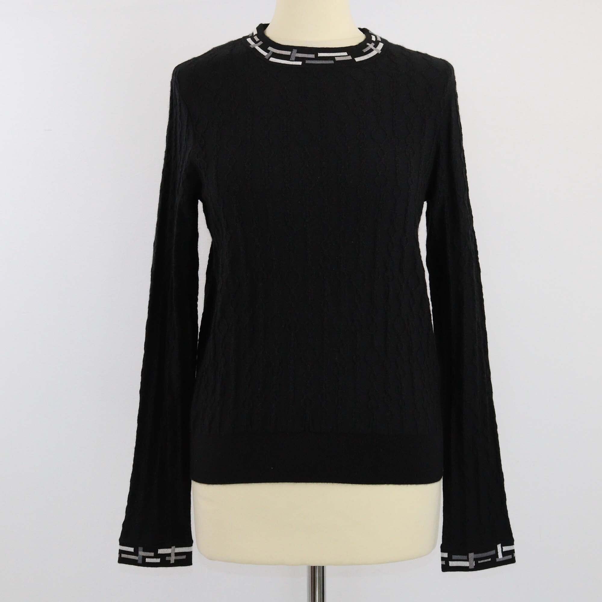 Hermes Black De Re Boucles Embroidered Sweatshirt