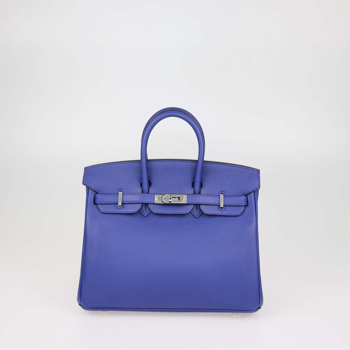 Hermes Blue Electric Novillo Leather Palladium Hardware Birkin 25 Bag