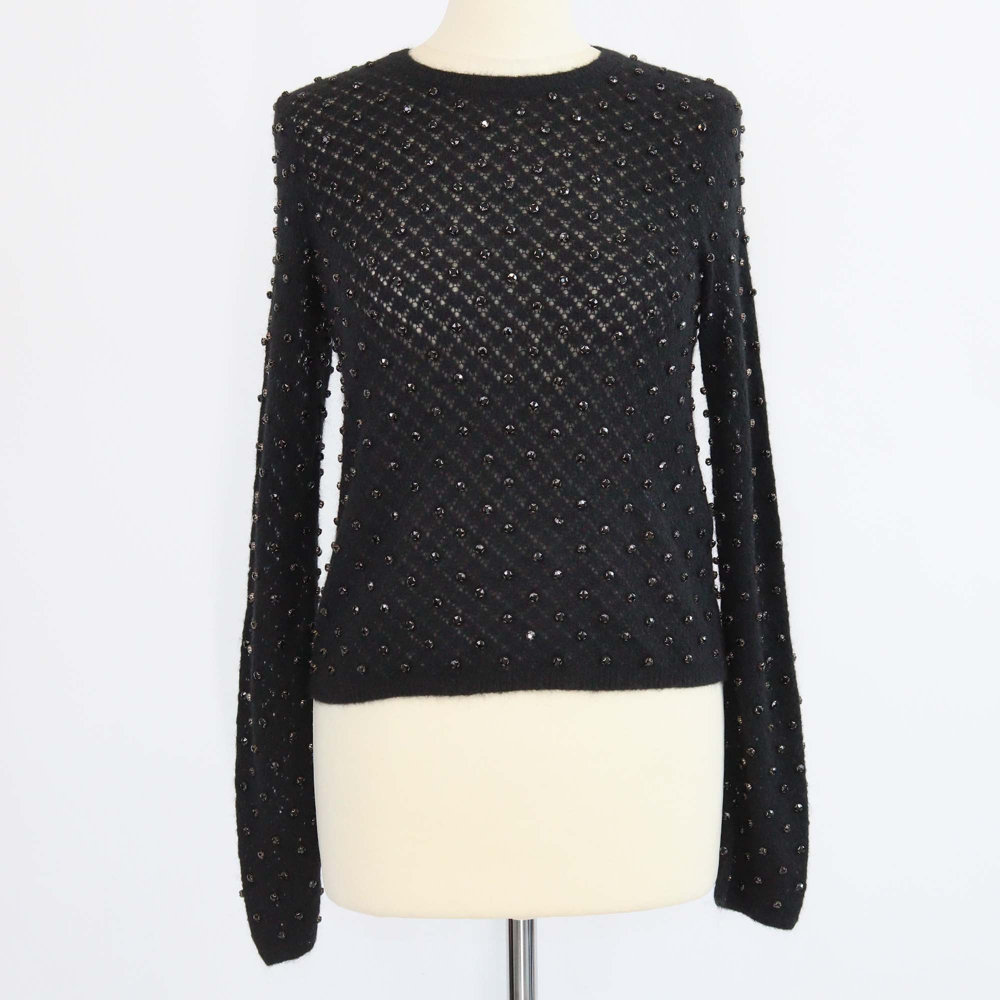 Max Mara Studio Black Mohair Rally Embellished Sweater