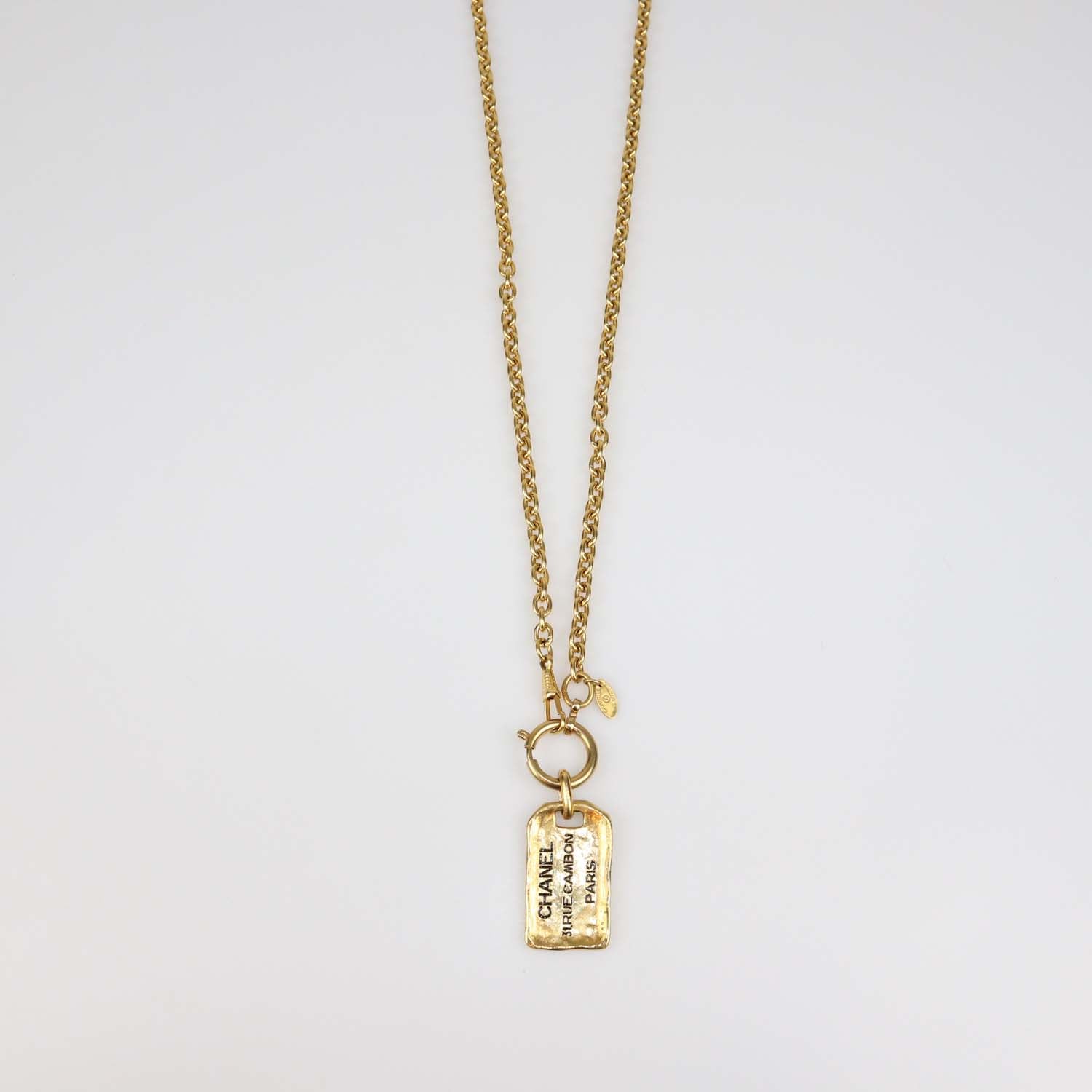 Chanel Gold Plated 31 Rue Cambon Plaque Pendant Necklace
