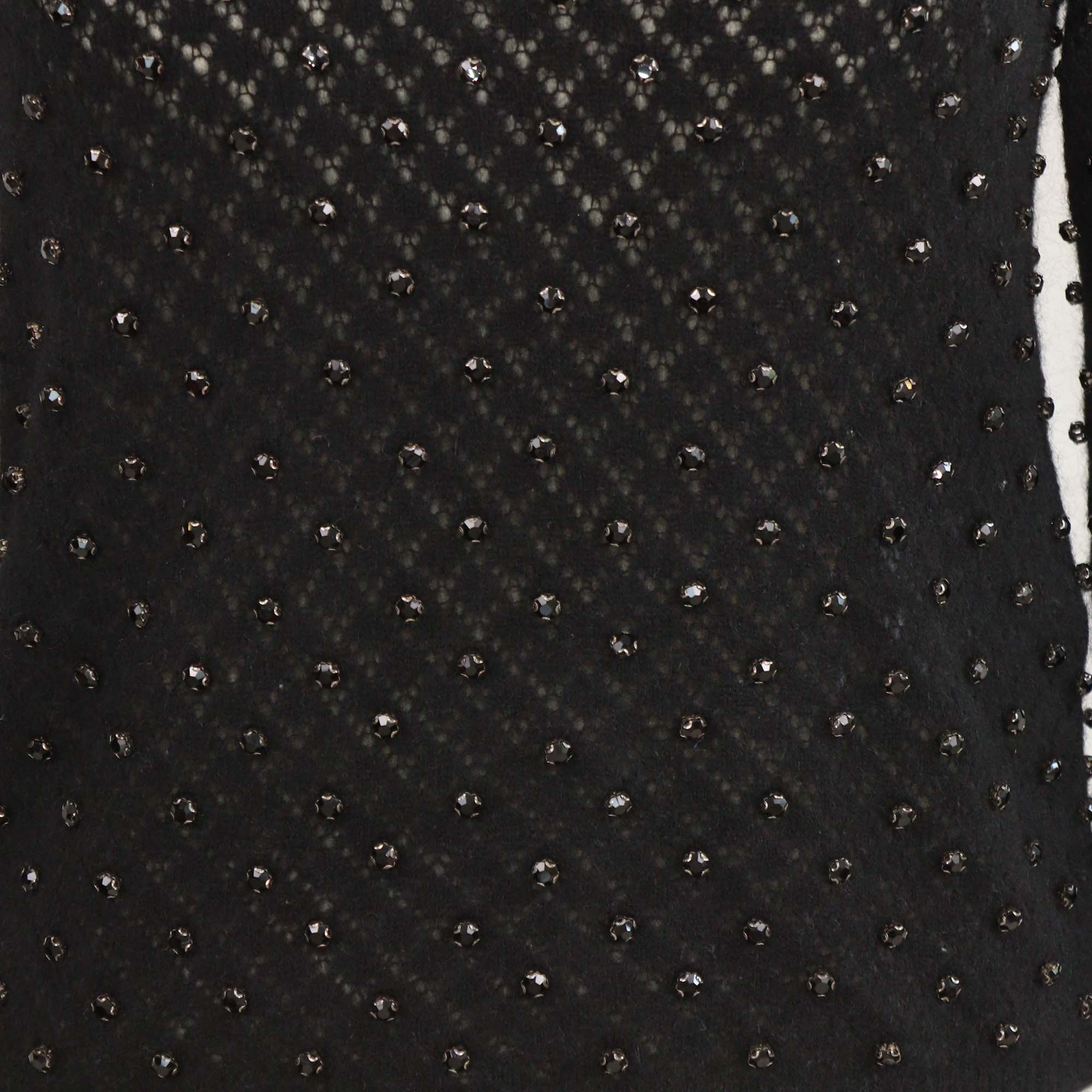Max Mara Studio Black Mohair Rally Embellished Sweater