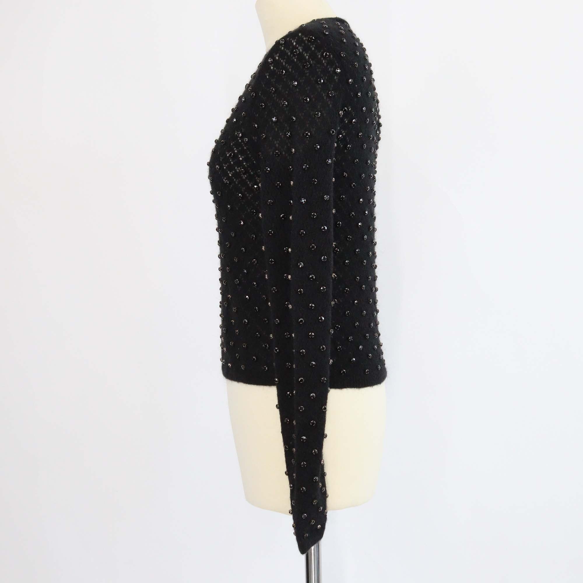 Max Mara Studio Black Mohair Rally Embellished Sweater