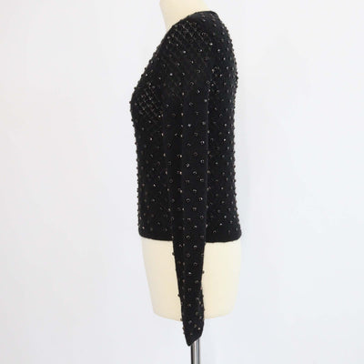 Max Mara Studio Black Mohair Rally Embellished Sweater