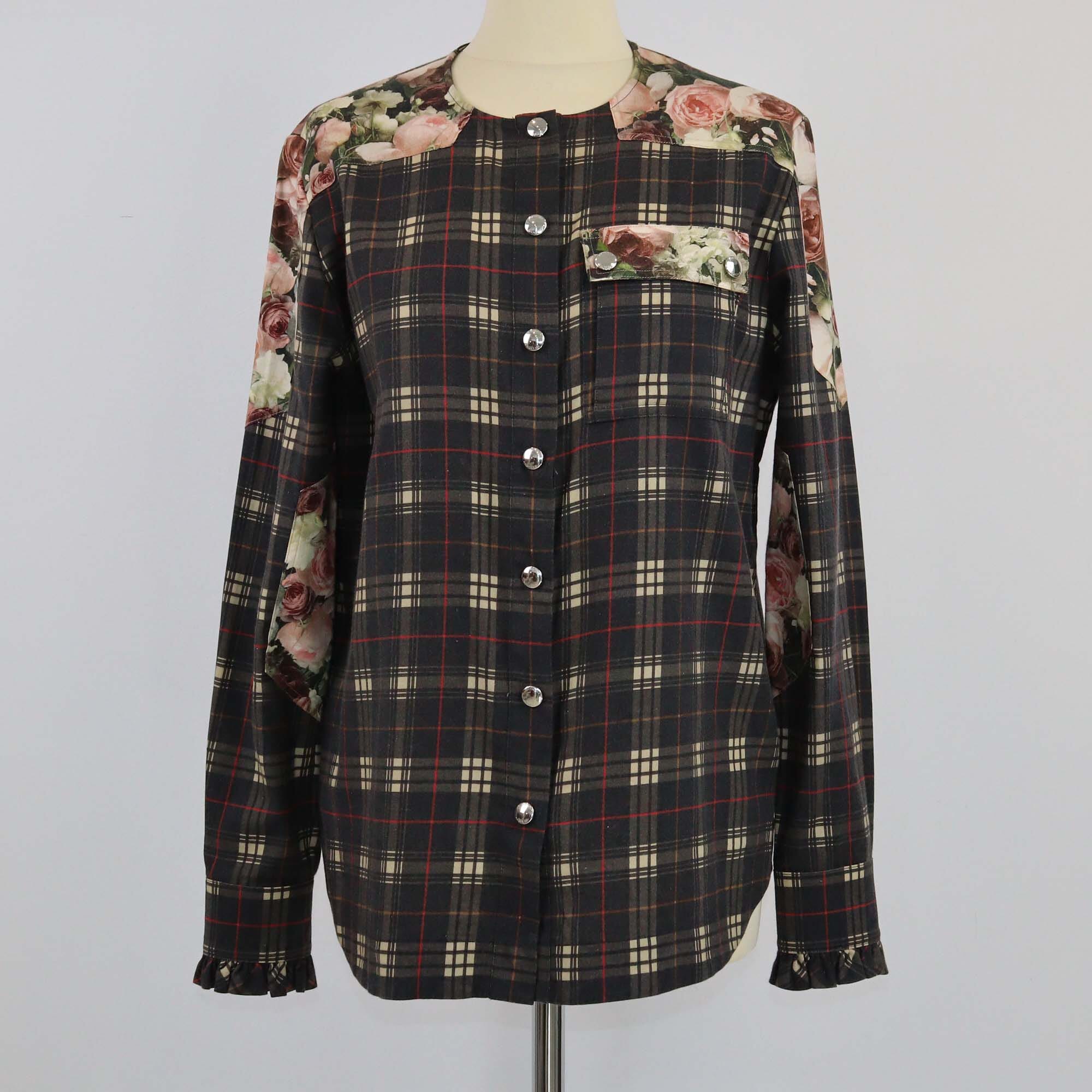 Givenchy Multicolor Checkered Floral Printed Long Sleeve Shirt Womens Givenchy 