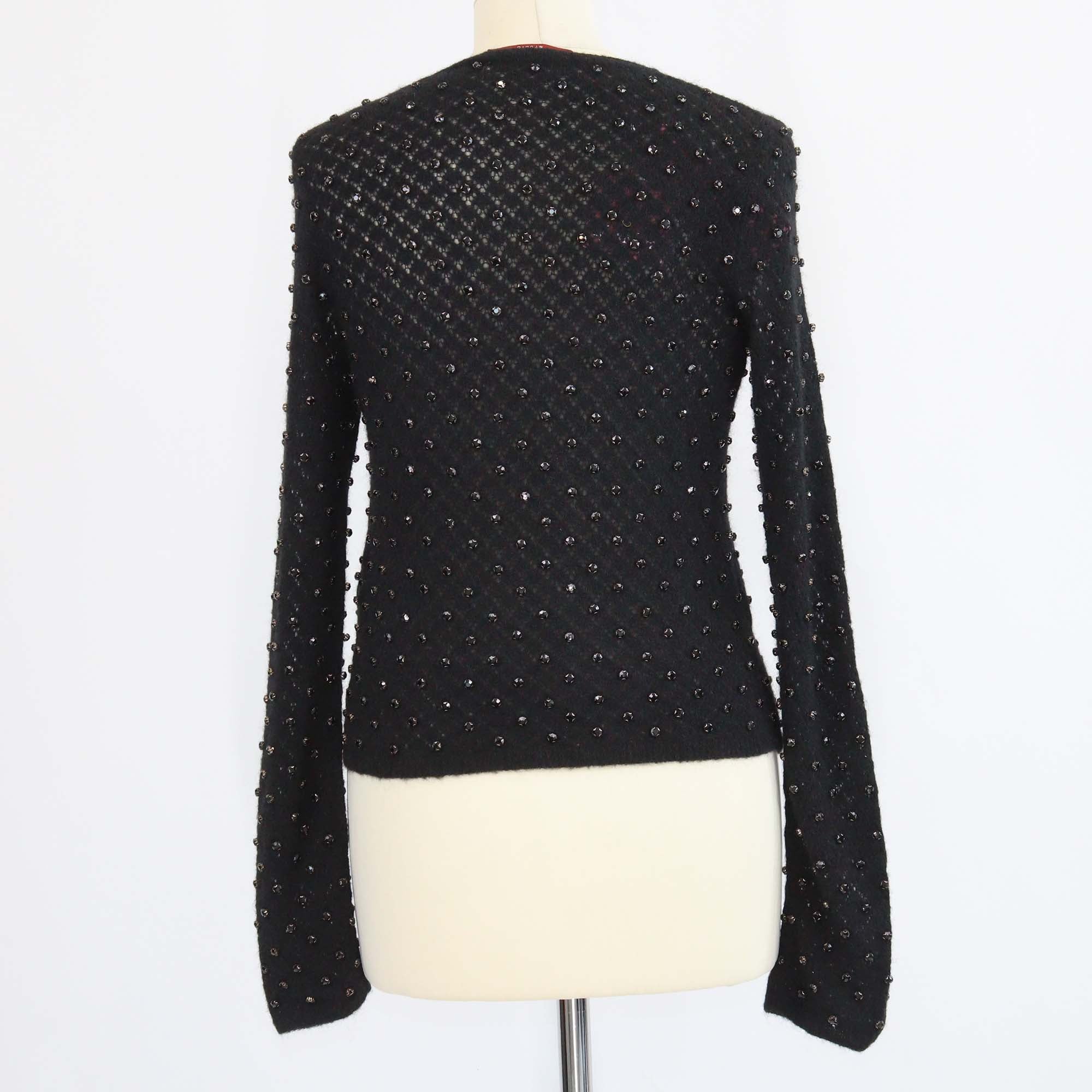 Max Mara Studio Black Mohair Rally Embellished Sweater