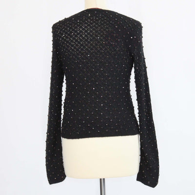Max Mara Studio Black Mohair Rally Embellished Sweater