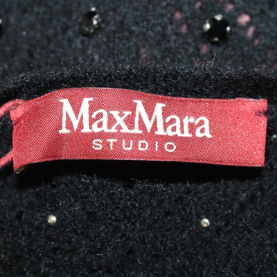 Max Mara Studio Black Mohair Rally Embellished Sweater