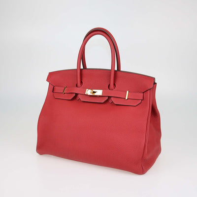 Hermes Vermillon Togo Leather Gold Hardware Birkin 35 Bag