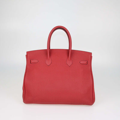 Hermes Vermillon Togo Leather Gold Hardware Birkin 35 Bag