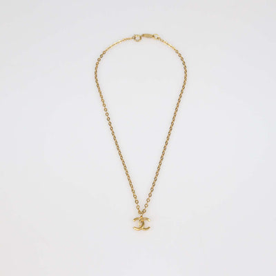 Chanel Gold Plated Metal CC Pendant Necklace