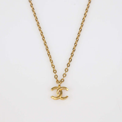 Chanel Gold Plated Metal CC Pendant Necklace