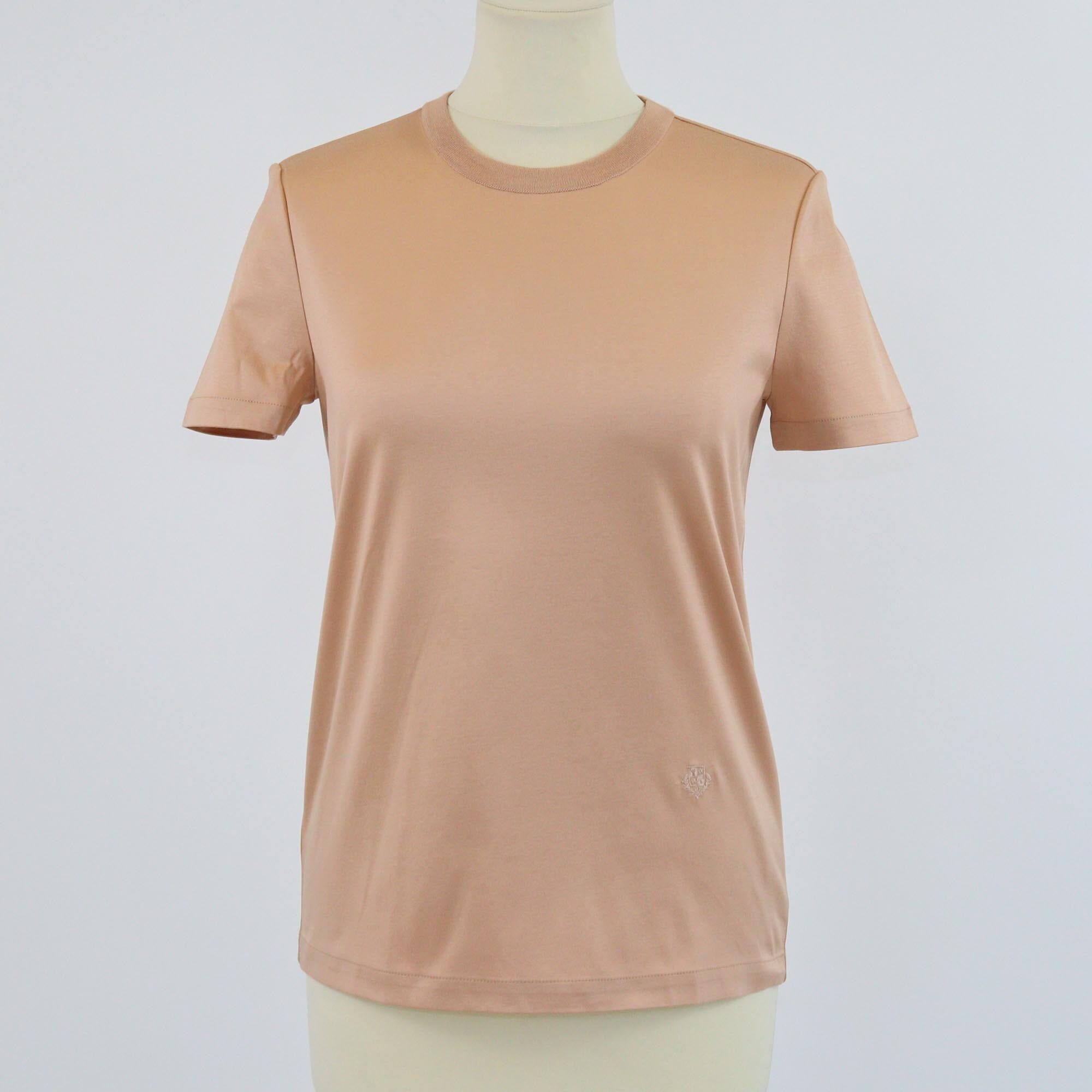 Loro Piana Pastel Brown Logo Embroidered My-T T-Shirt Womens Loro Piana 