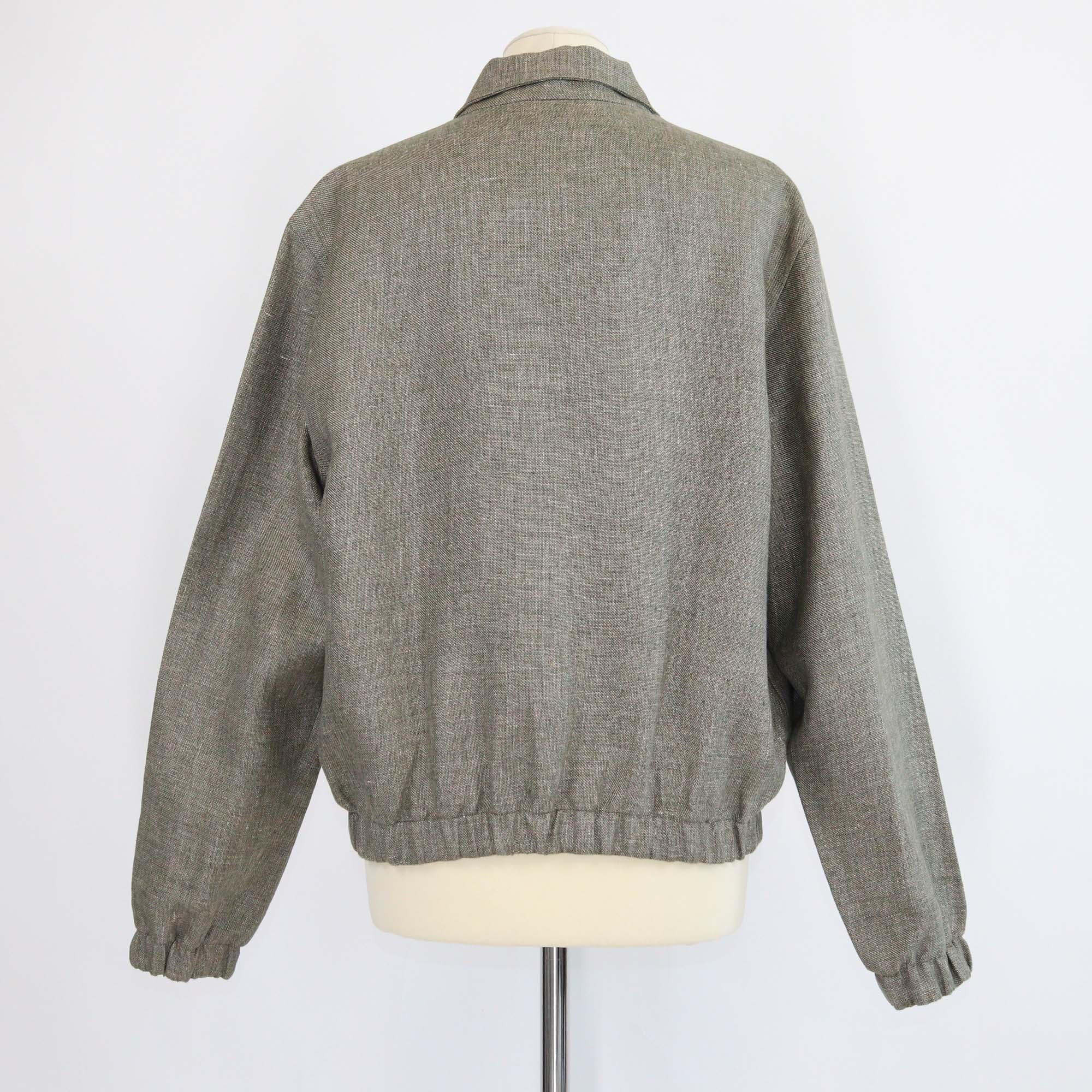 Loro Piana Light Green Linen Rain System Bomber Jacket