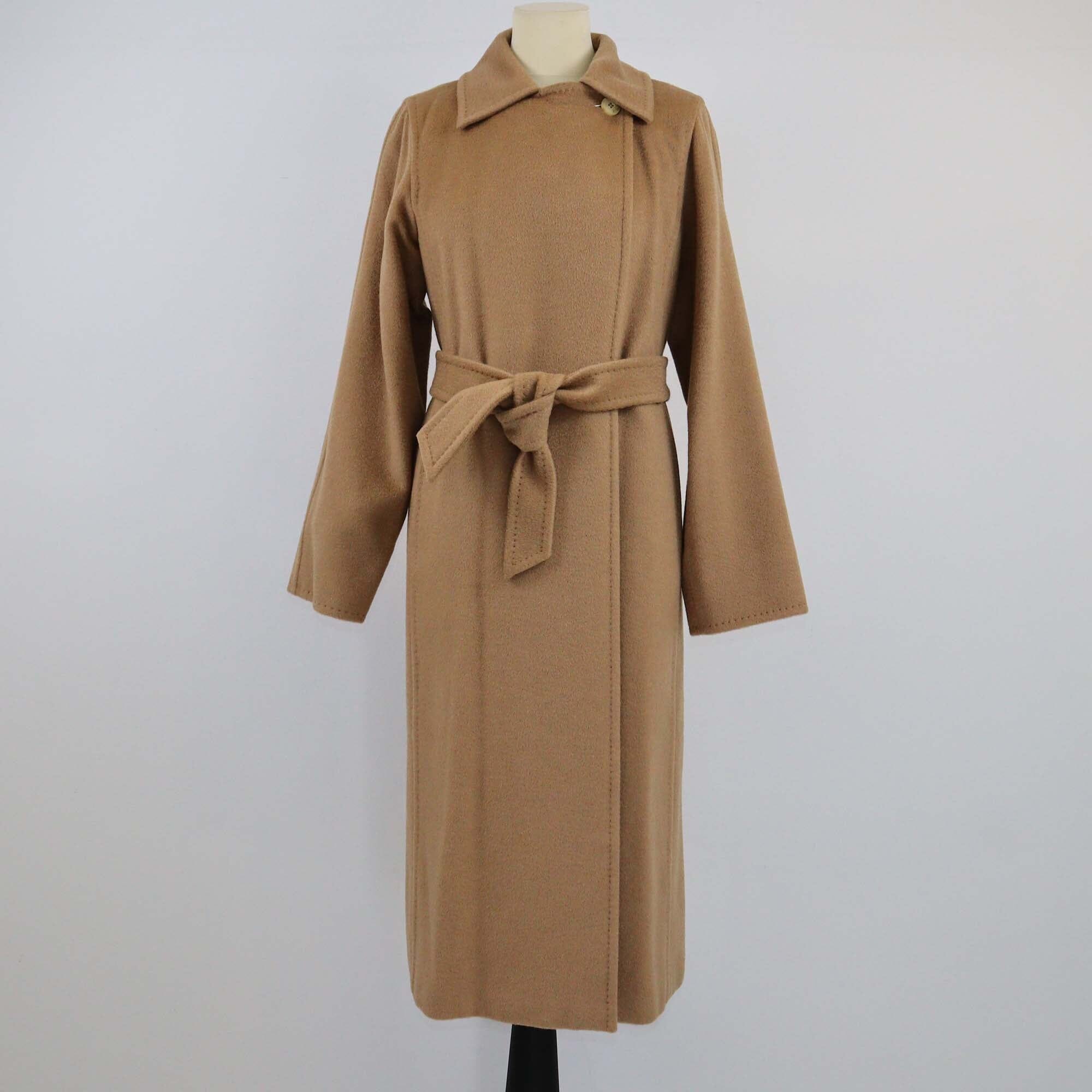 Max Mara Brown Camel Hair Manuela Belted Long Coat Womens Max Mara 