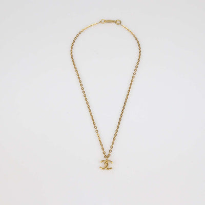 Chanel Gold Plated Metal CC Pendant Necklace