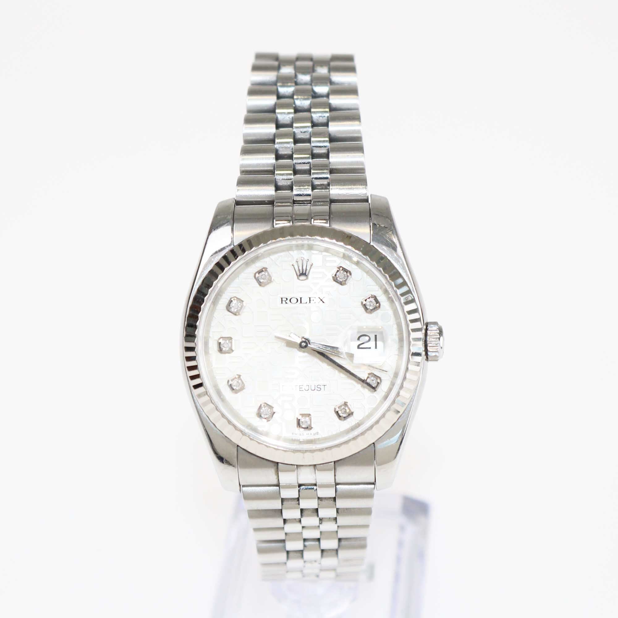 Rolex Silver Jubilee Diamond 18K White Gold Stainless Steel Datejust 116234 Men's Watch 36 mm Luxury Watches Rolex 