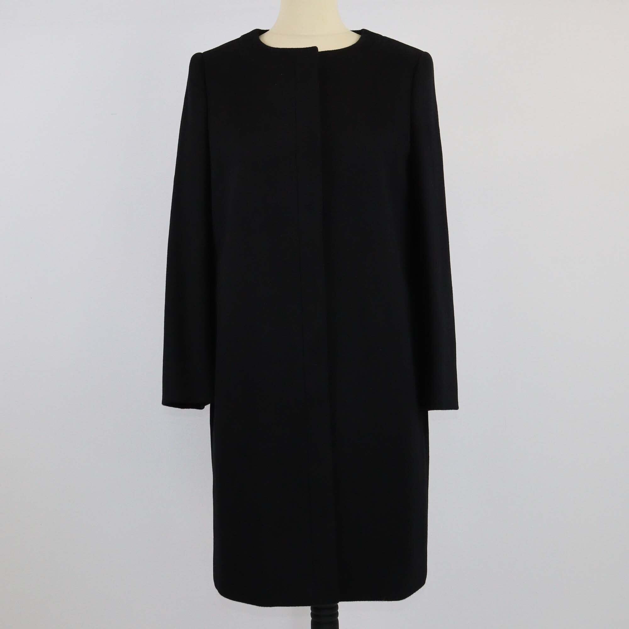 Prada Black Straight Longsleeve Coat Womens Prada 