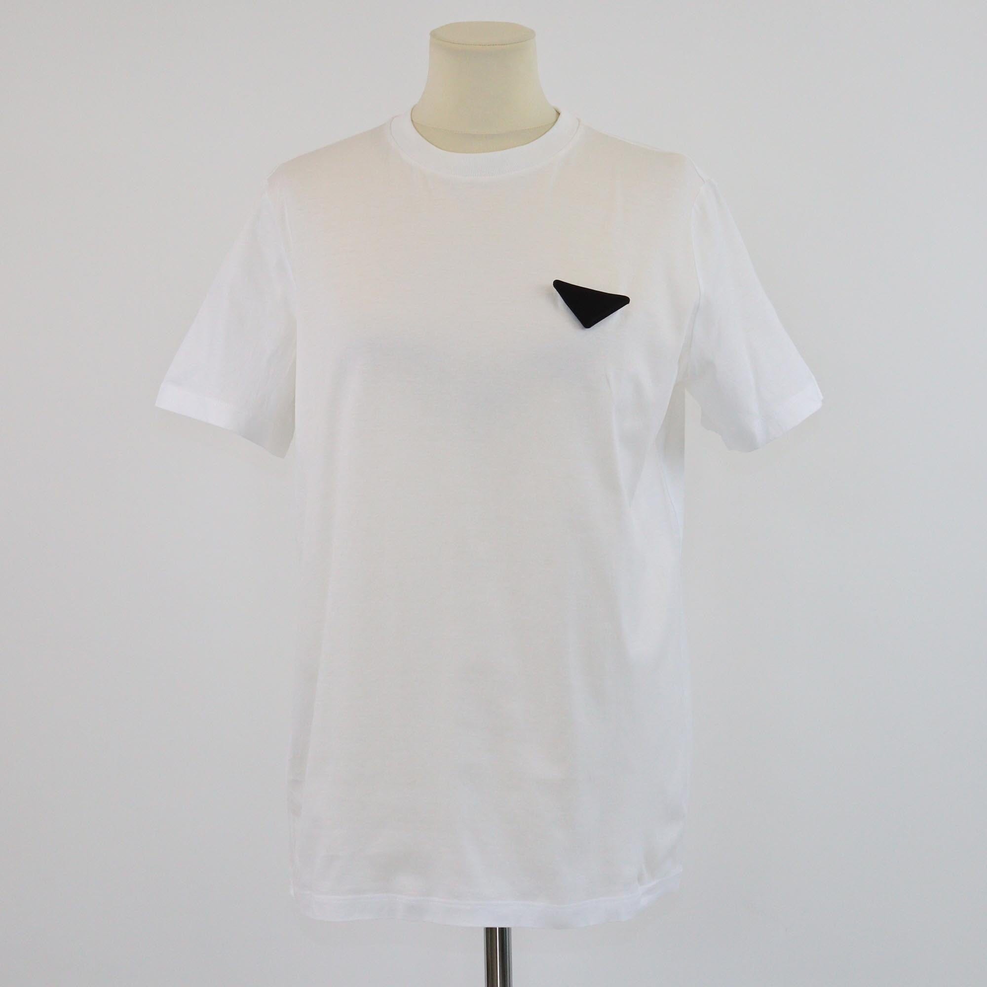 Prada White Logo Patched Detail Short Sleeve T-Shirt Womens Prada 