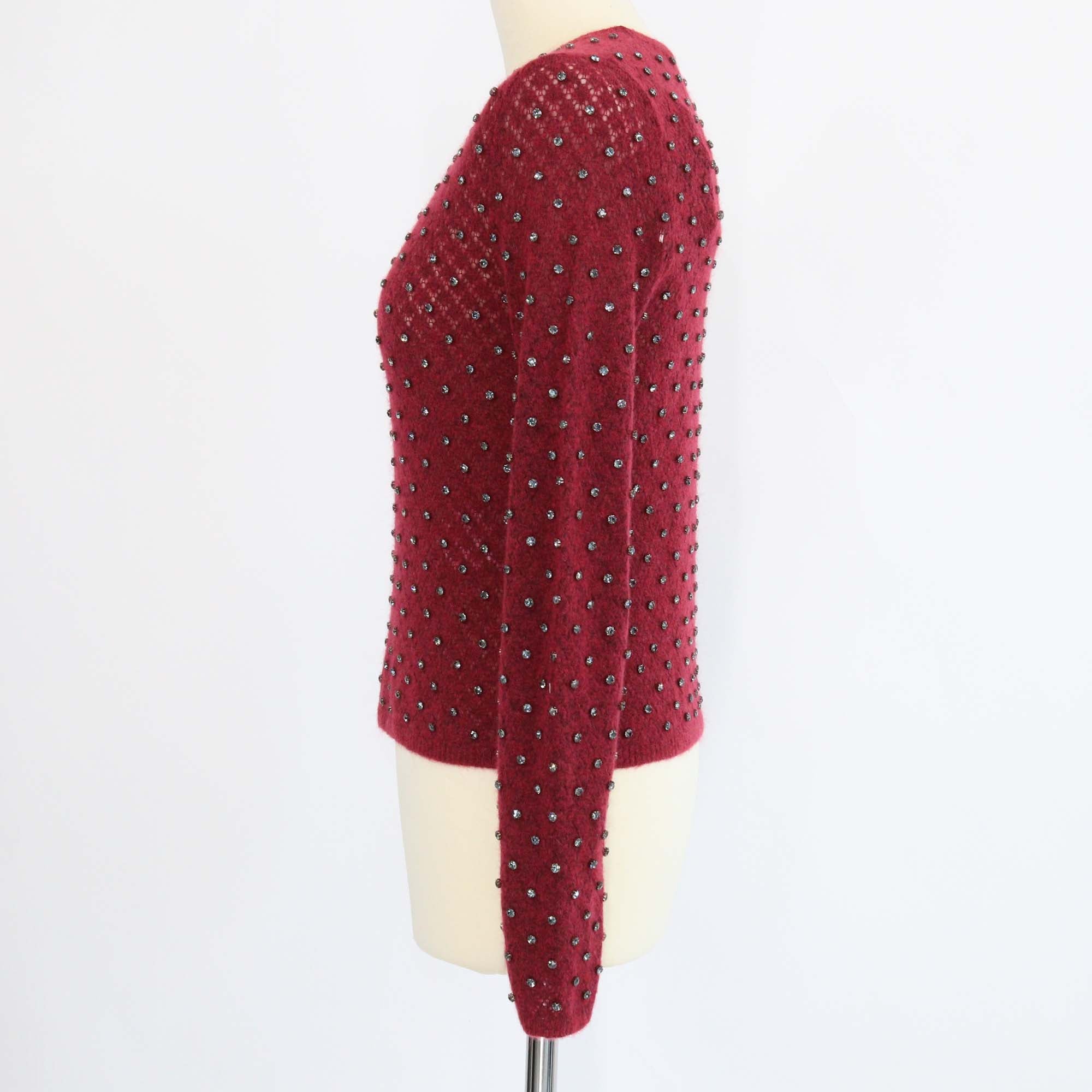 Max Mara Studio Maroon Mohair Rally Embellished Sweater