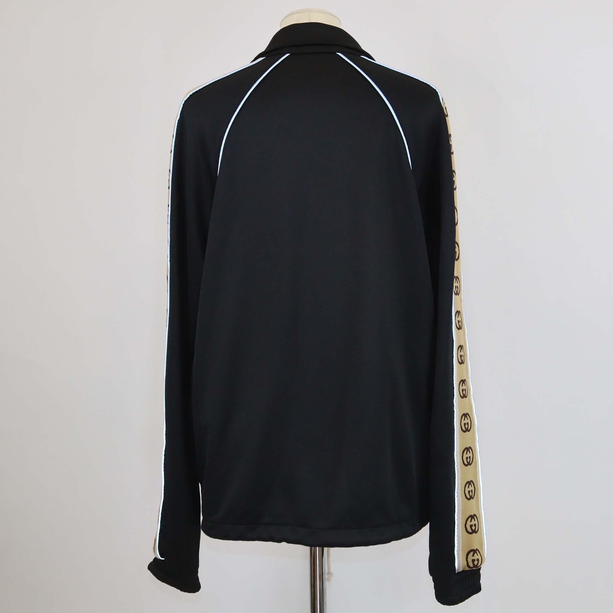 Gucci Black GG Side Stripe Jersey Stand Collar Jacket