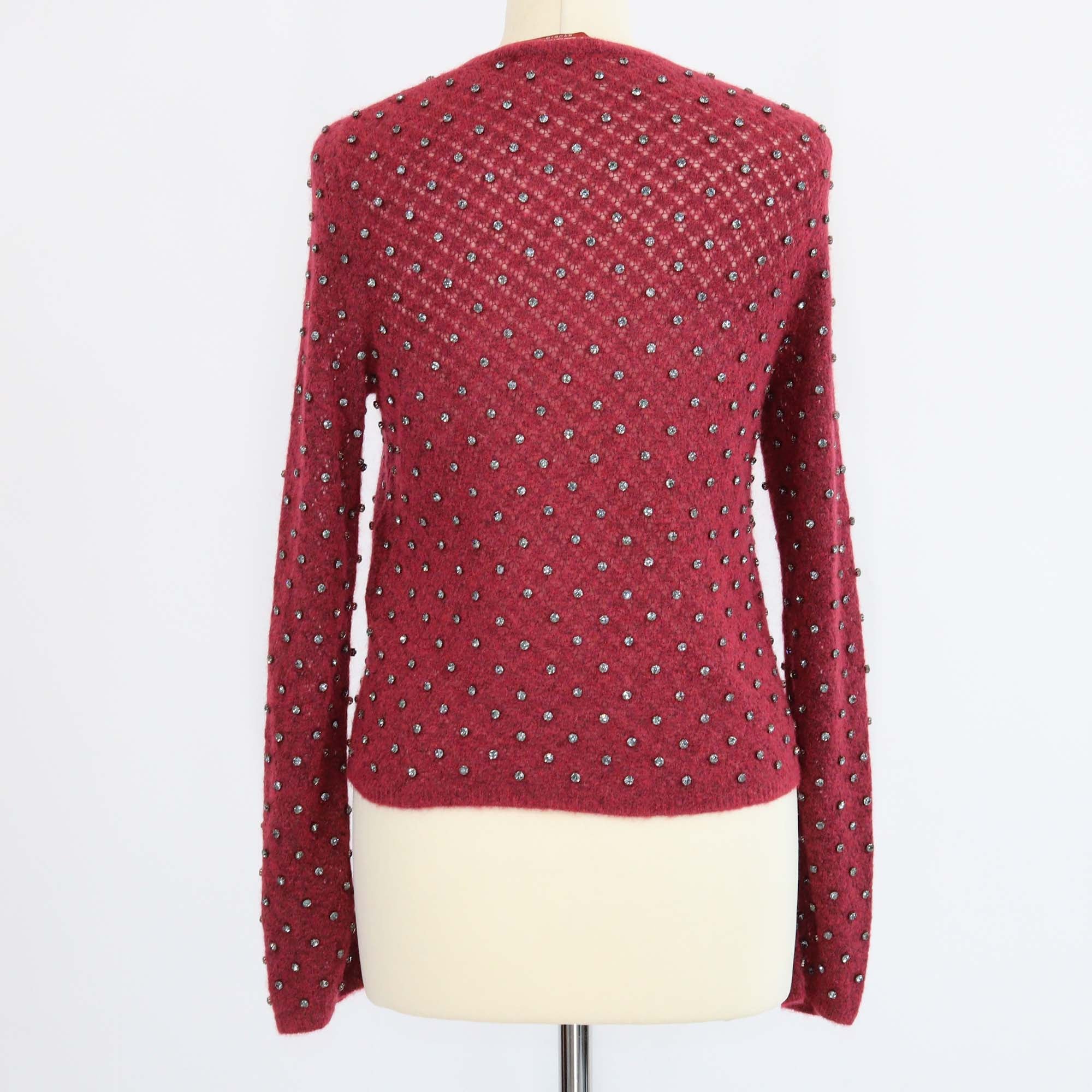 Max Mara Studio Maroon Mohair Rally Embellished Sweater