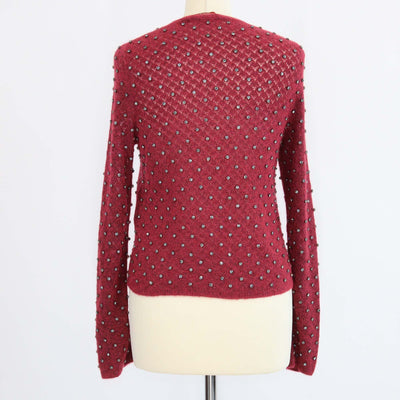 Max Mara Studio Maroon Mohair Rally Embellished Sweater