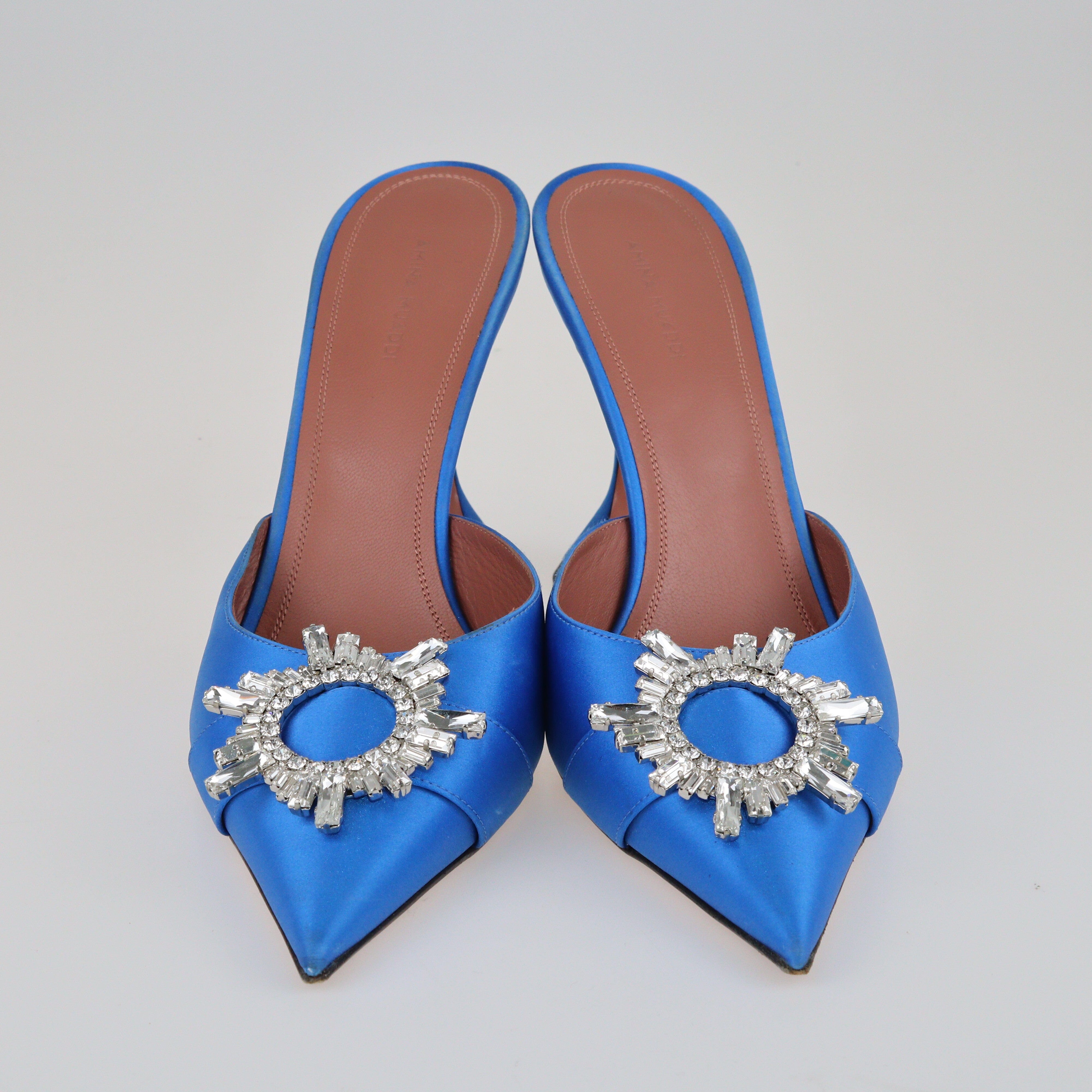 Blue Begum Mules Shoes Amina Muaddi 