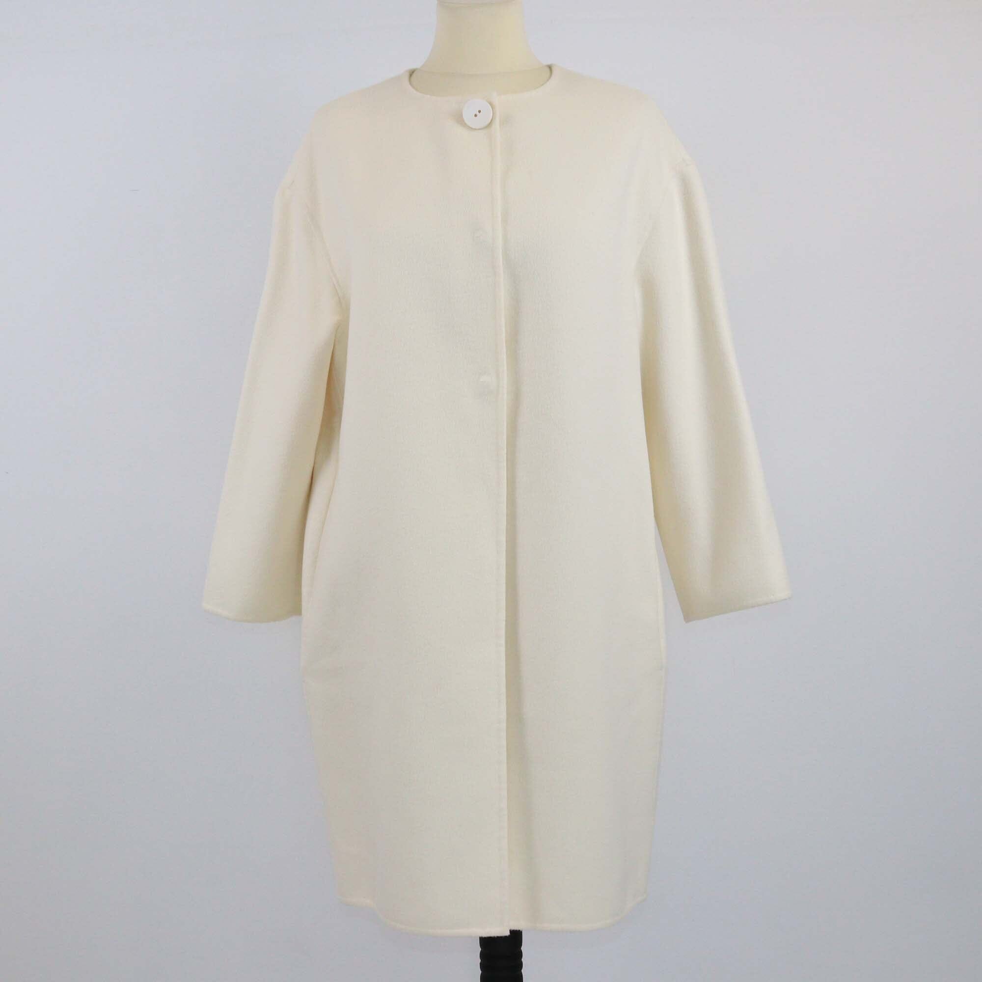 Prada Cream Straight Longsleeve Coat