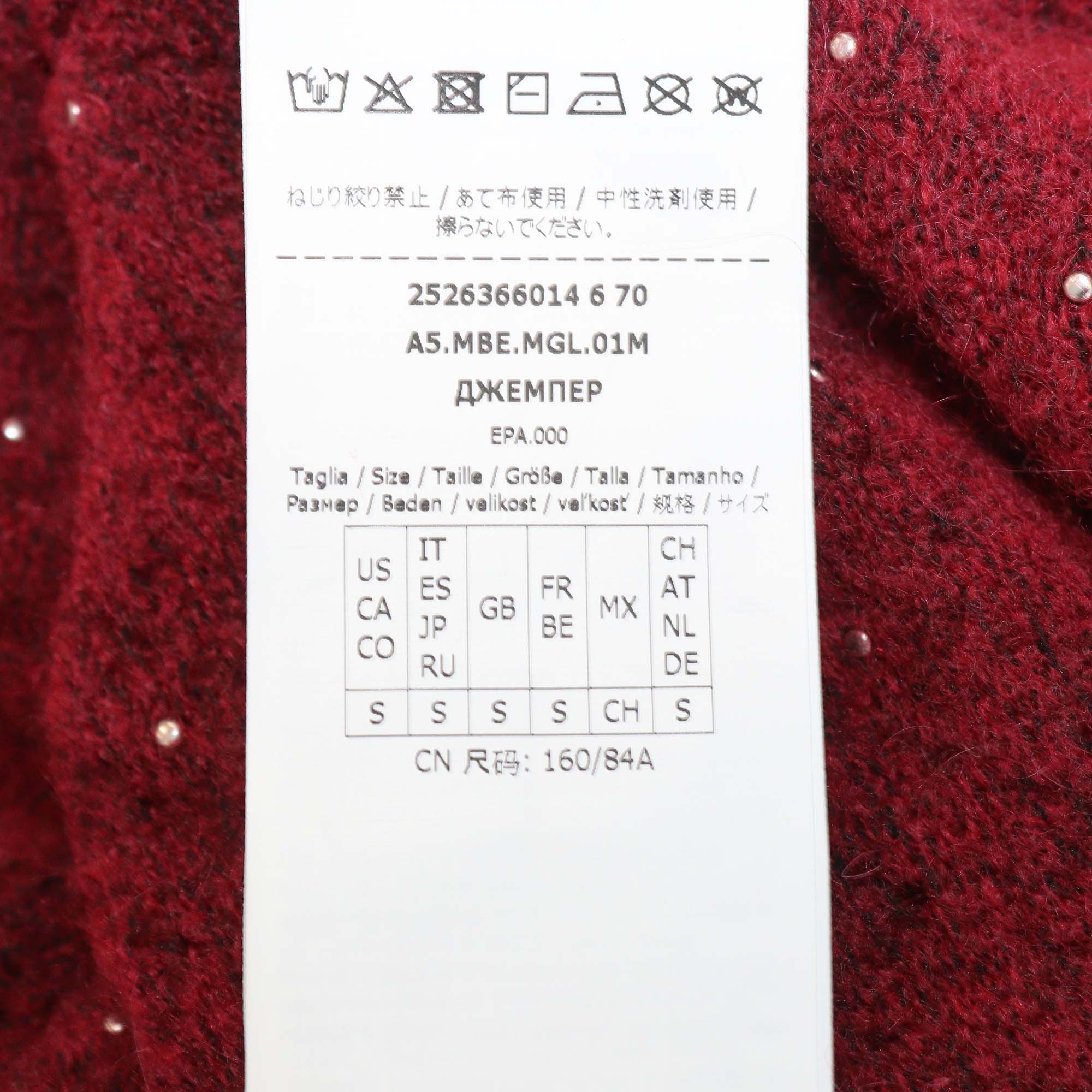 Max Mara Studio Maroon Mohair Rally Embellished Sweater