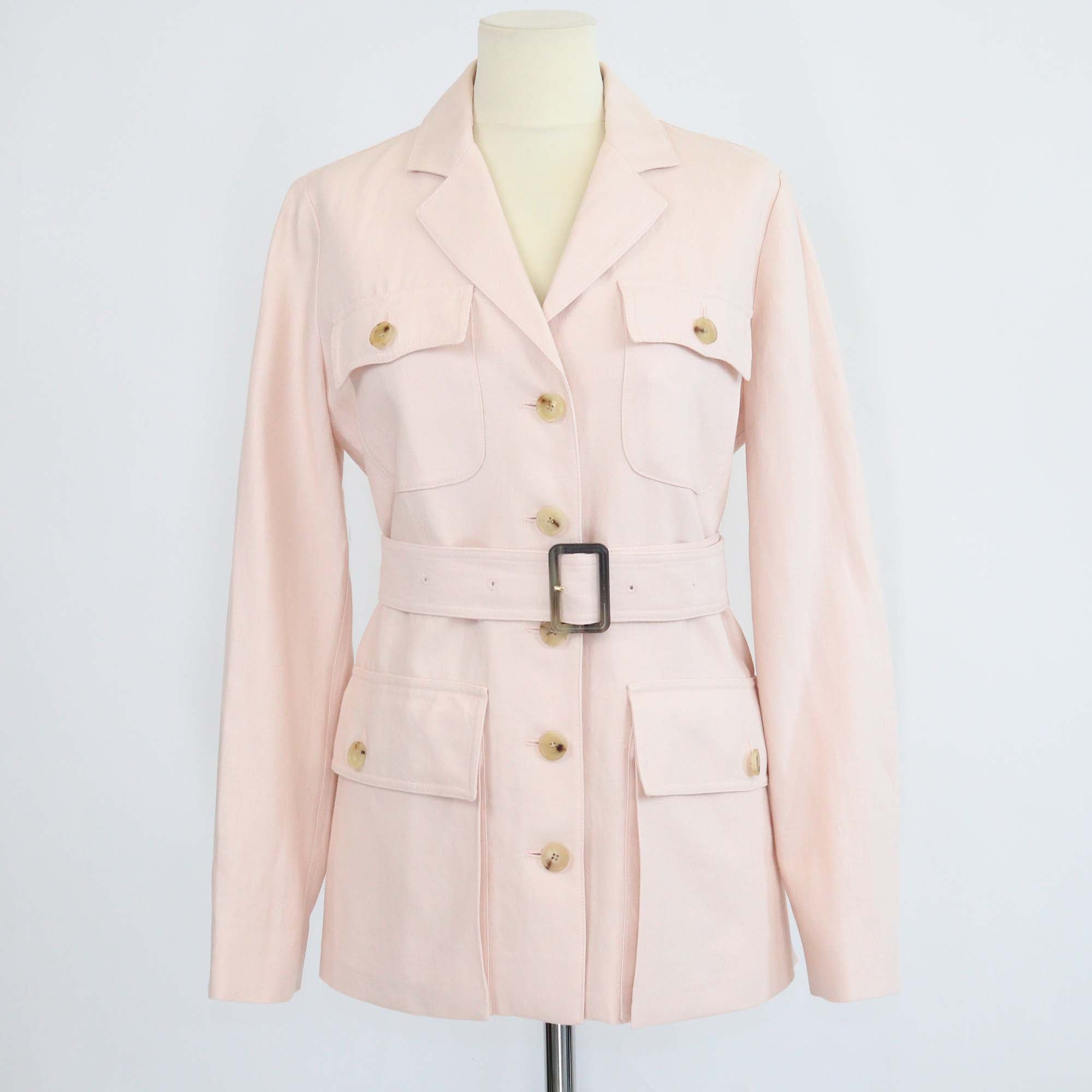 Loro Piana Blush Petal Linen Anika Belted Jacket