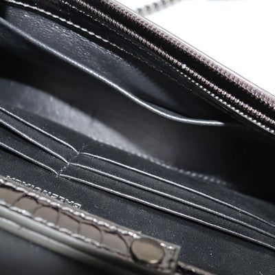 Balenciaga Metallic Croc Embossed Patent Leather Hourglass Wallet On Chain