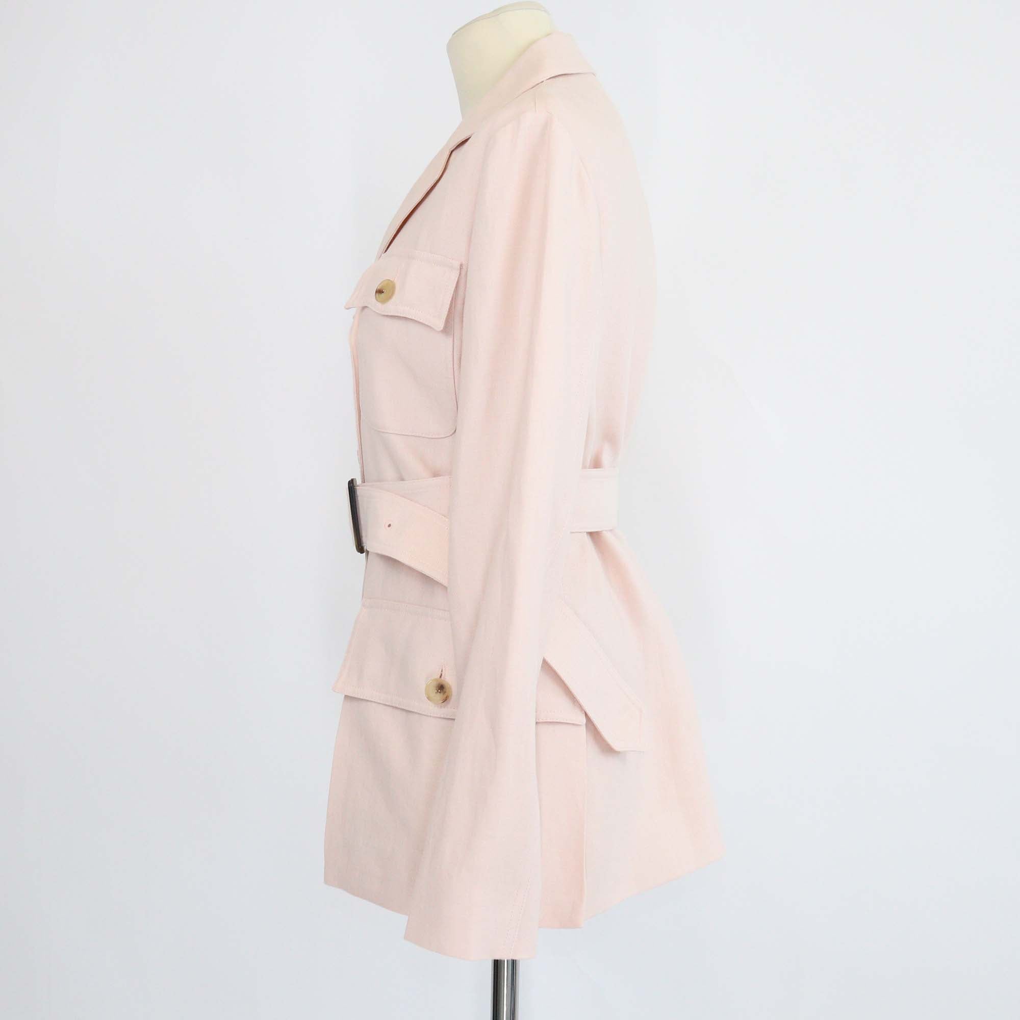 Loro Piana Blush Petal Linen Anika Belted Jacket