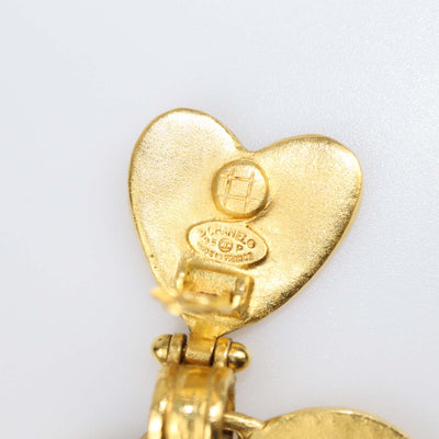 Chanel Gold Plated CC Heart Dangle Clip On Earrings