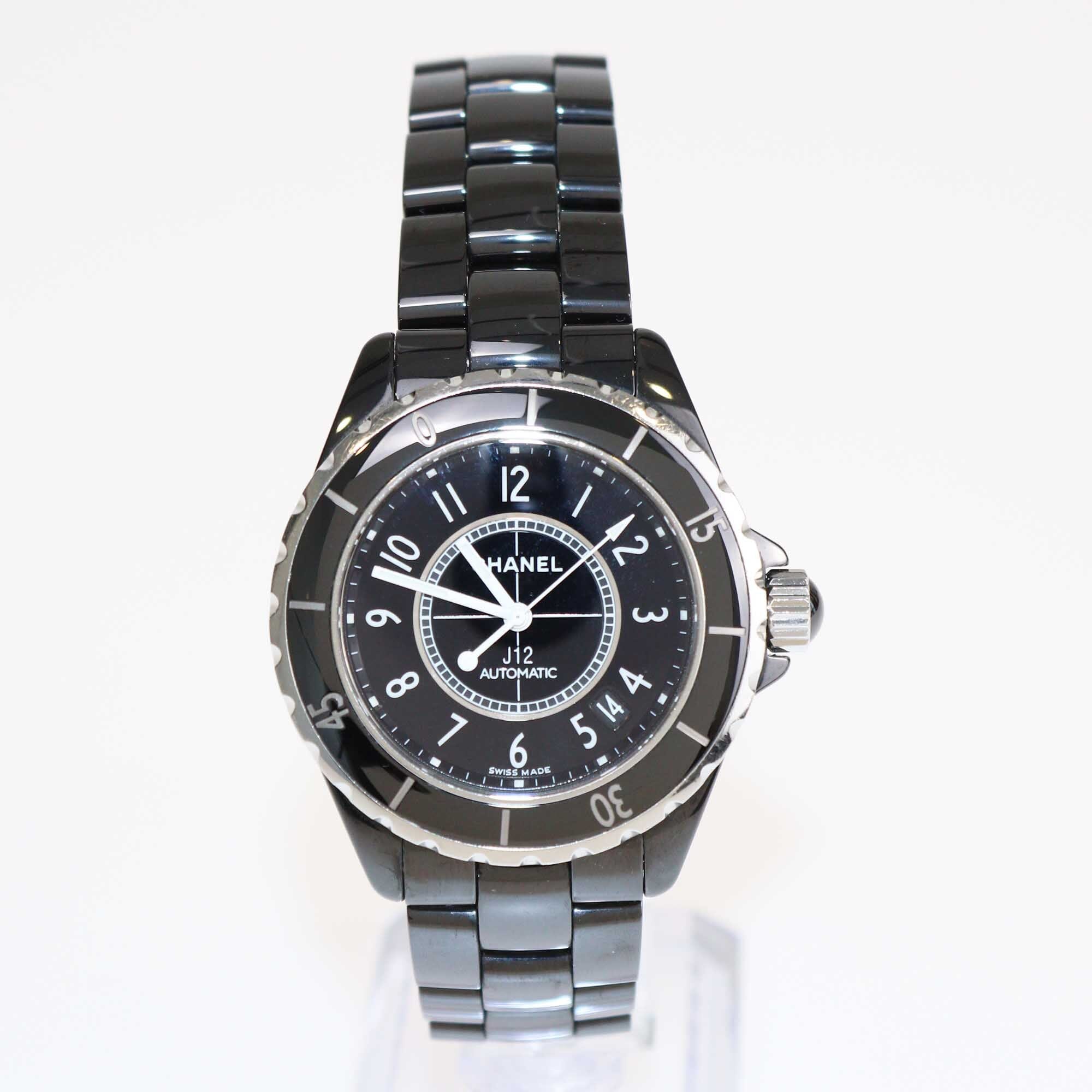 Chanel Black Ceramic Stainless Steel J12 H0684 Men's Watch 38 mm Luxury Watches Chanel 