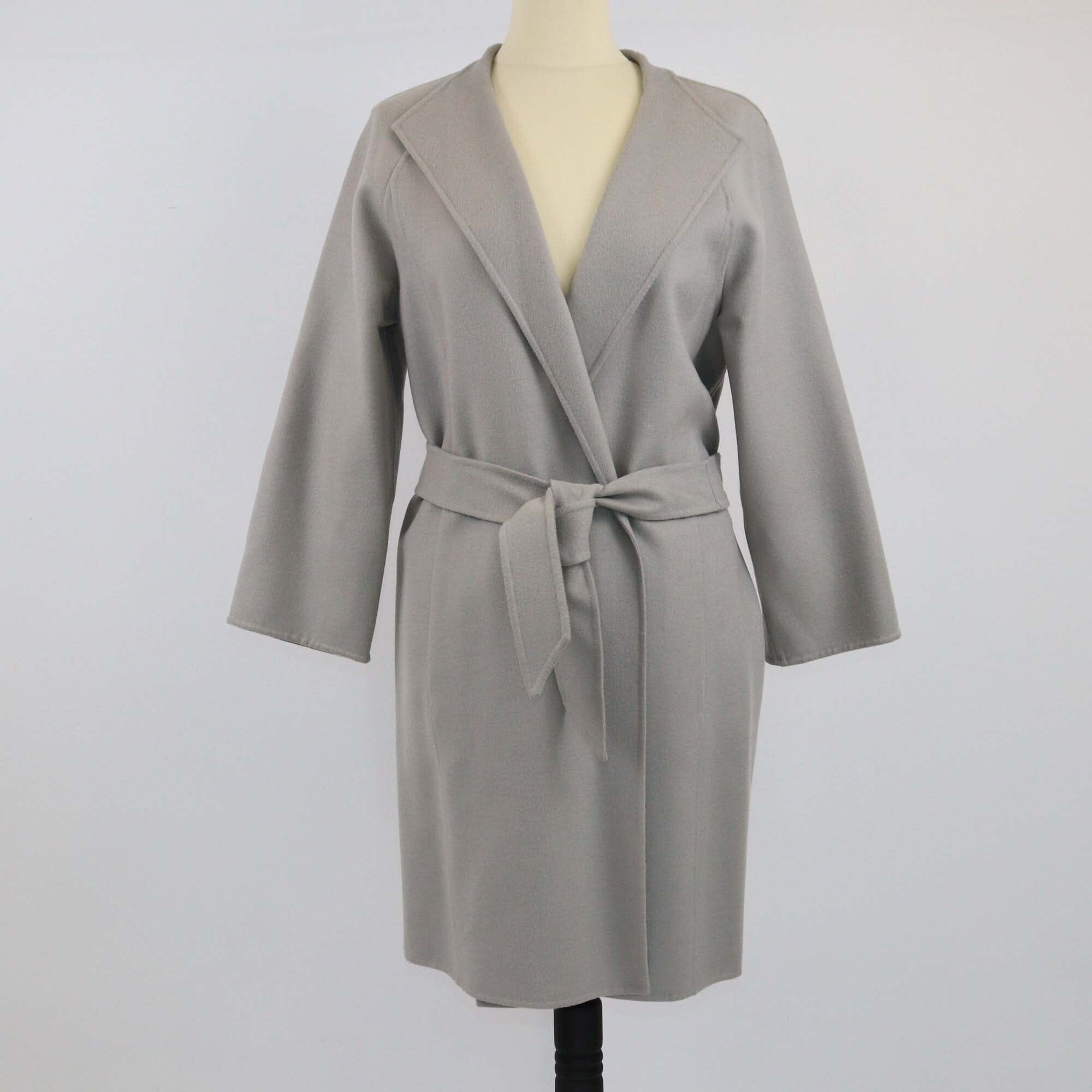 Max Mara Grey Cucito A Mano Belted Coat Womens Max Mara 