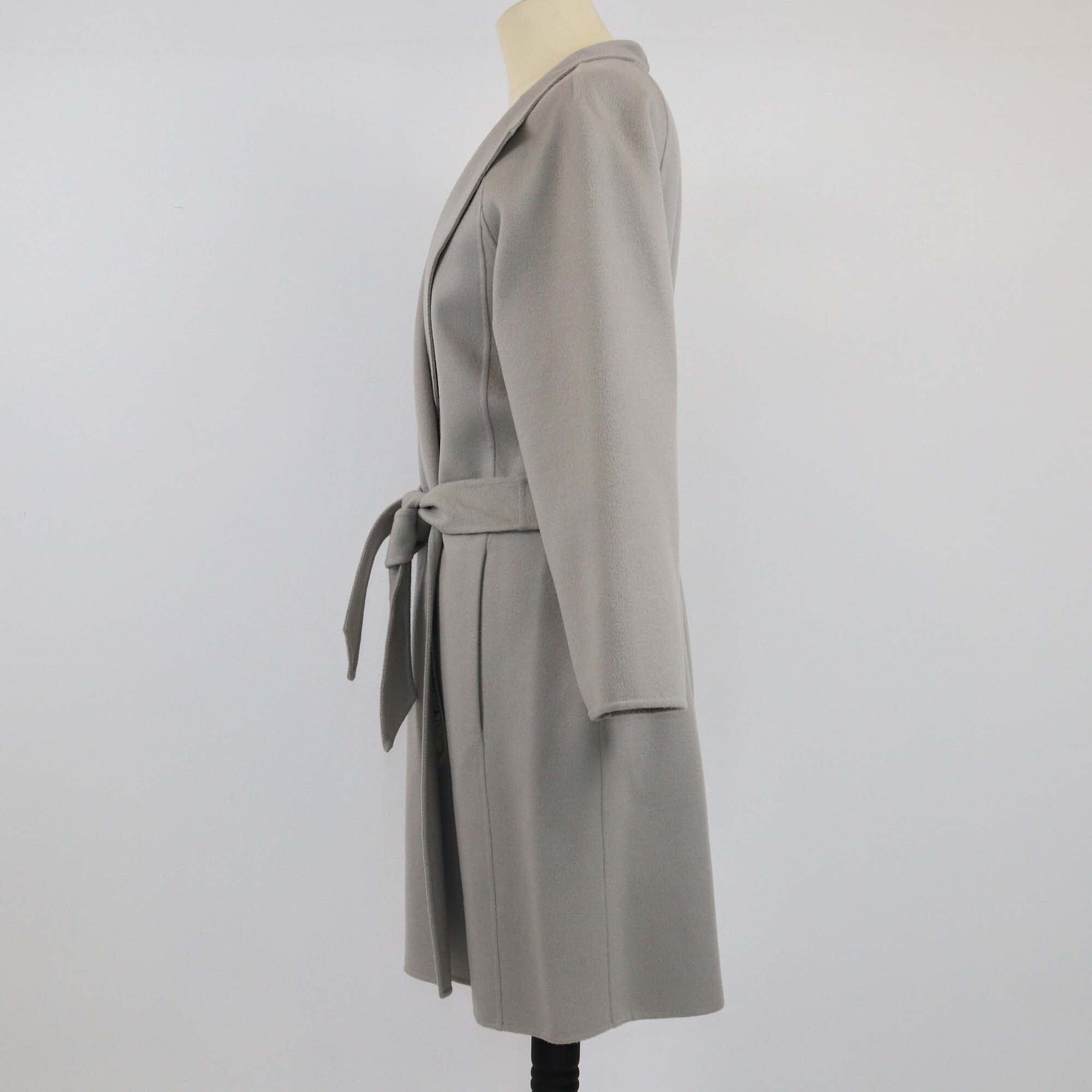 Max Mara Grey Cucito A Mano Belted Coat Womens Max Mara 