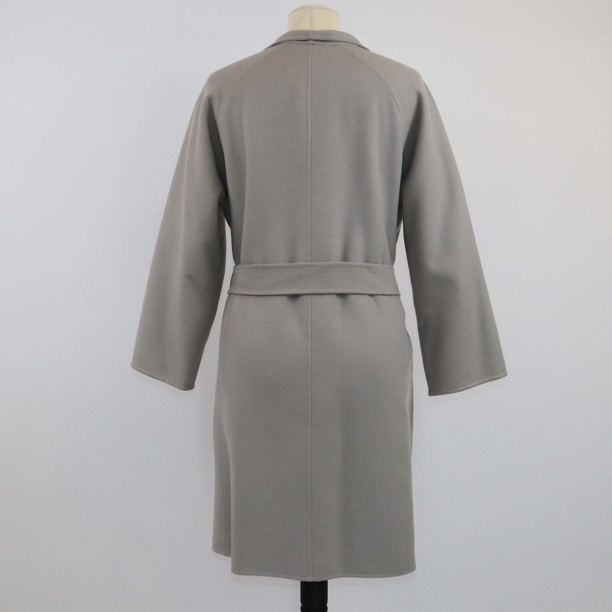 Max Mara Grey Cucito A Mano Belted Coat Womens Max Mara 