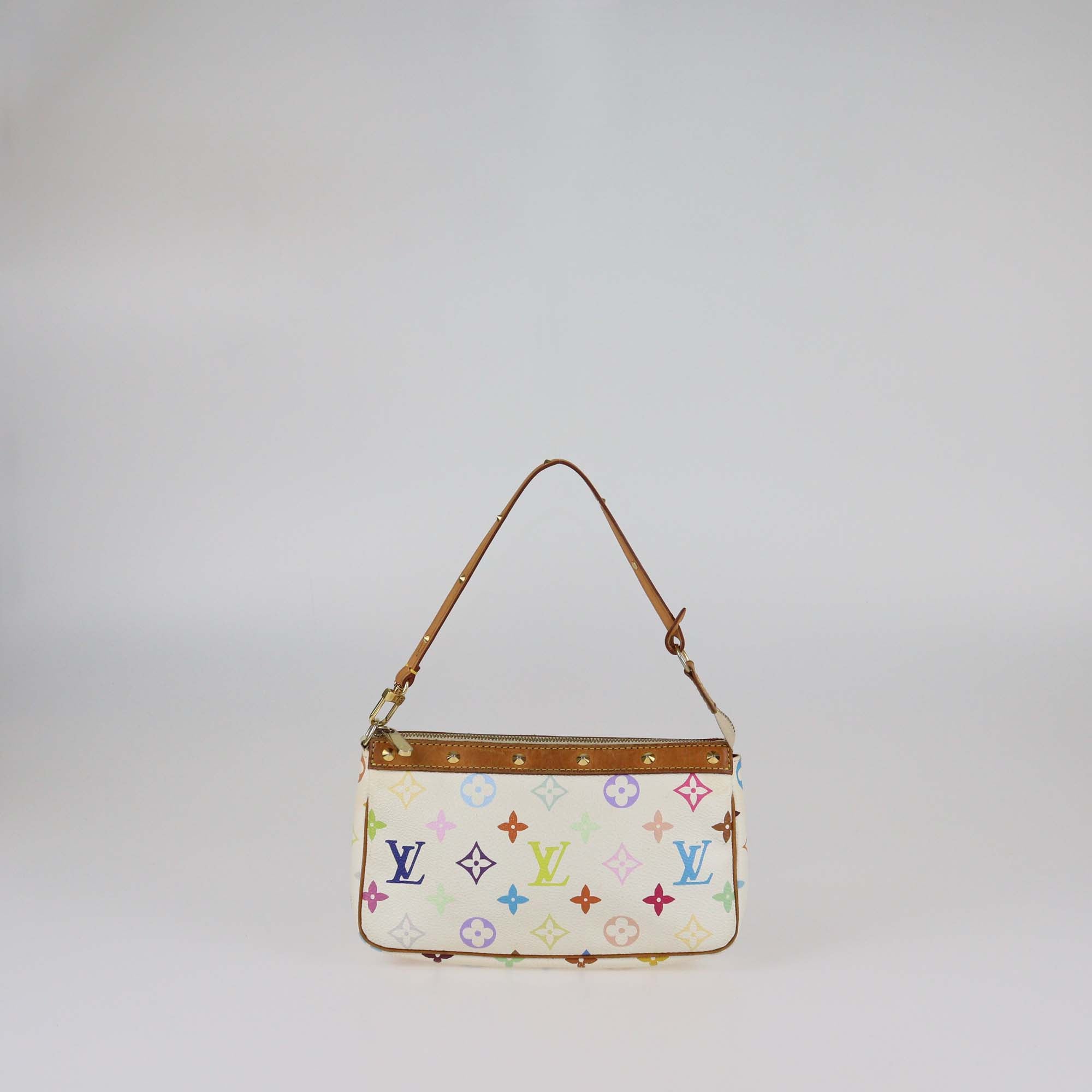 Louis Vuitton White Multicolor Canvas Pochette Accessoires