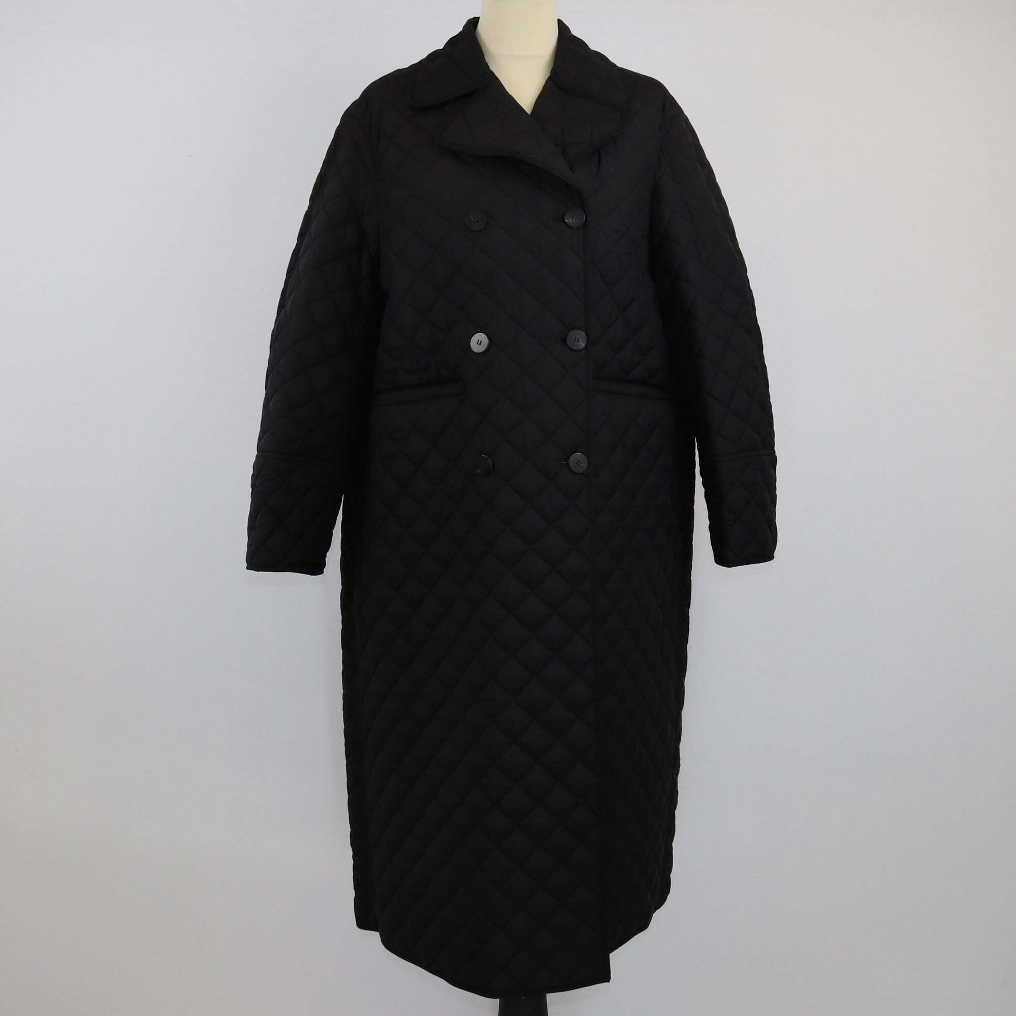 Christian Dior Black Quilted Double Breasted Coat Womens Christian Dior 