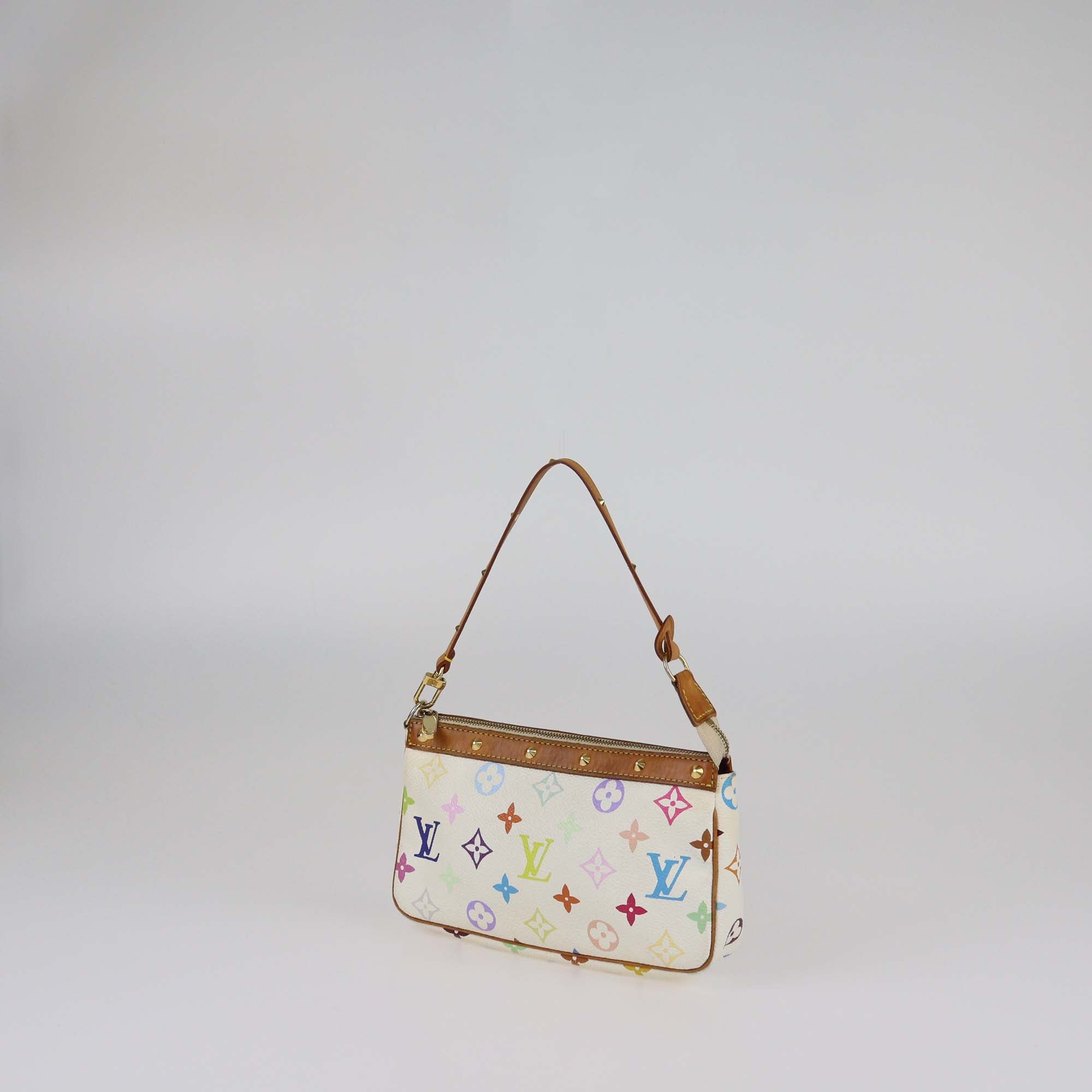 Louis Vuitton White Multicolor Canvas Pochette Accessoires