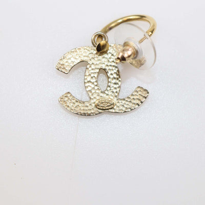 Chanel Gold Plated CC Enamel Push Back Earrings