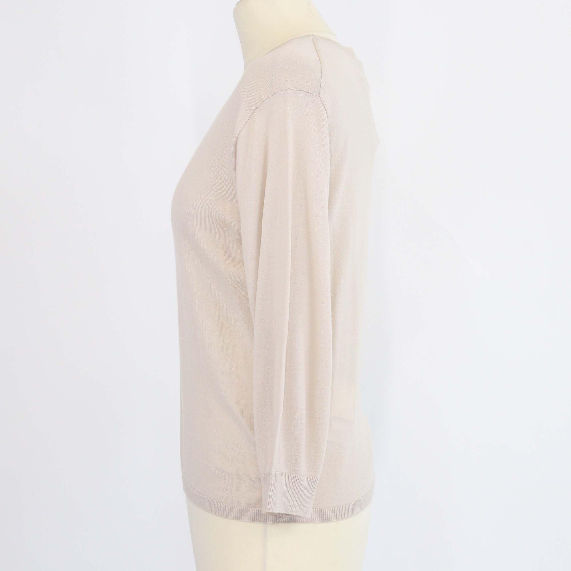 S Max Mara Beige Wool Knit Crew Neck Sweater