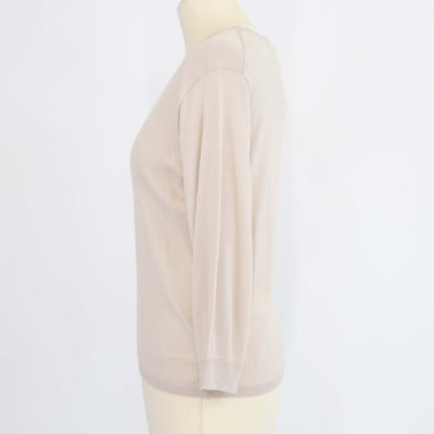 S Max Mara Beige Wool Knit Crew Neck Sweater