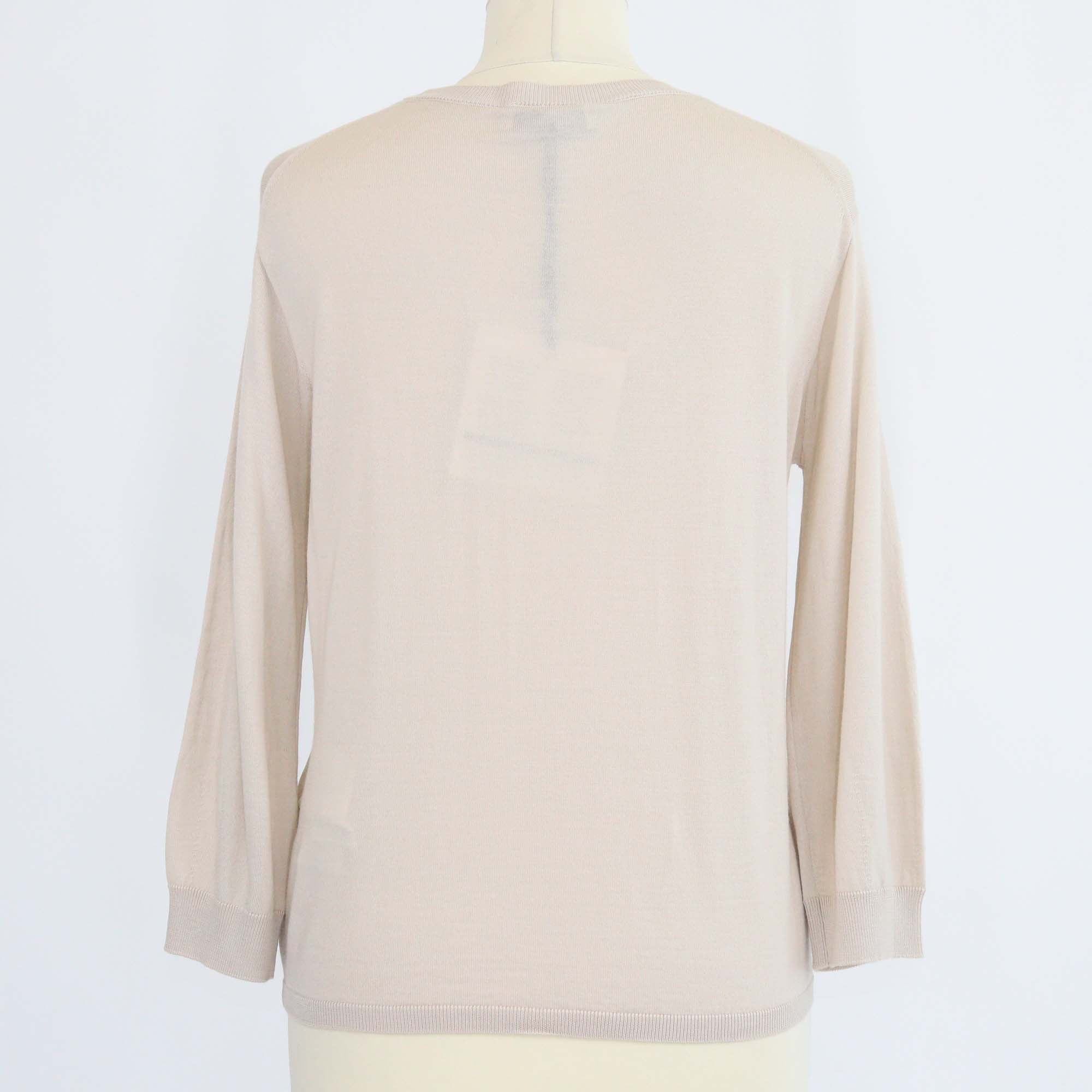 S Max Mara Beige Wool Knit Crew Neck Sweater