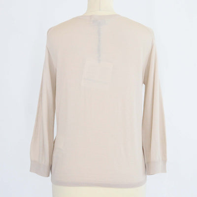 S Max Mara Beige Wool Knit Crew Neck Sweater