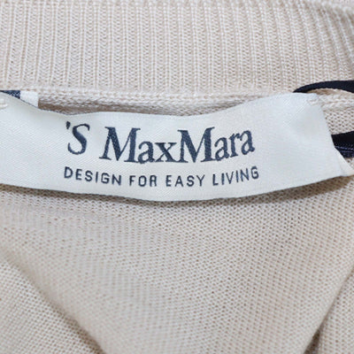 S Max Mara Beige Wool Knit Crew Neck Sweater