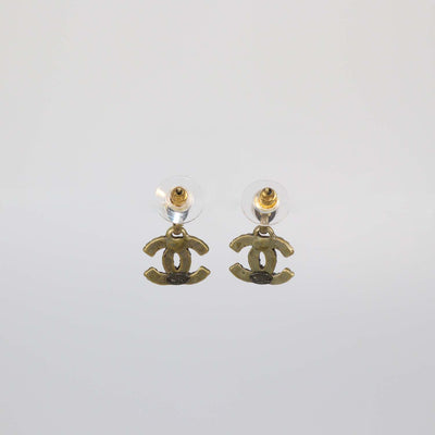 Chanel Gold Plated CC Faux Pearl Rope Drop Push Back Earrings
