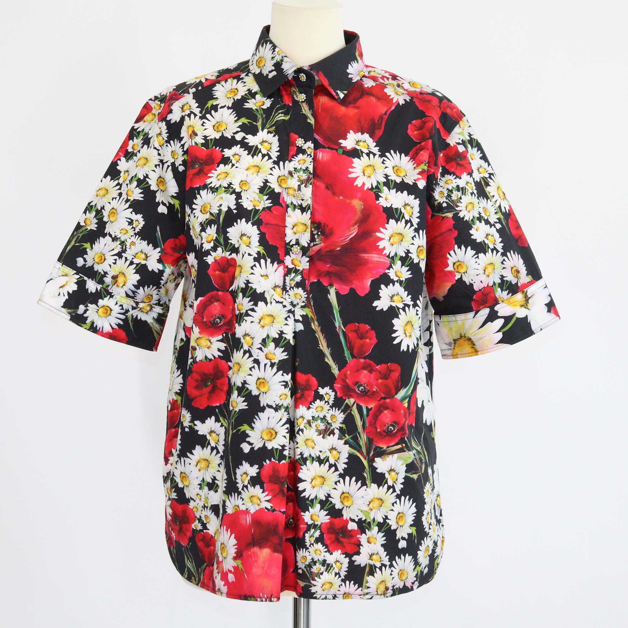 Dolce & Gabbana Multicolor Floral Print Cotton Short Sleeve Shirt