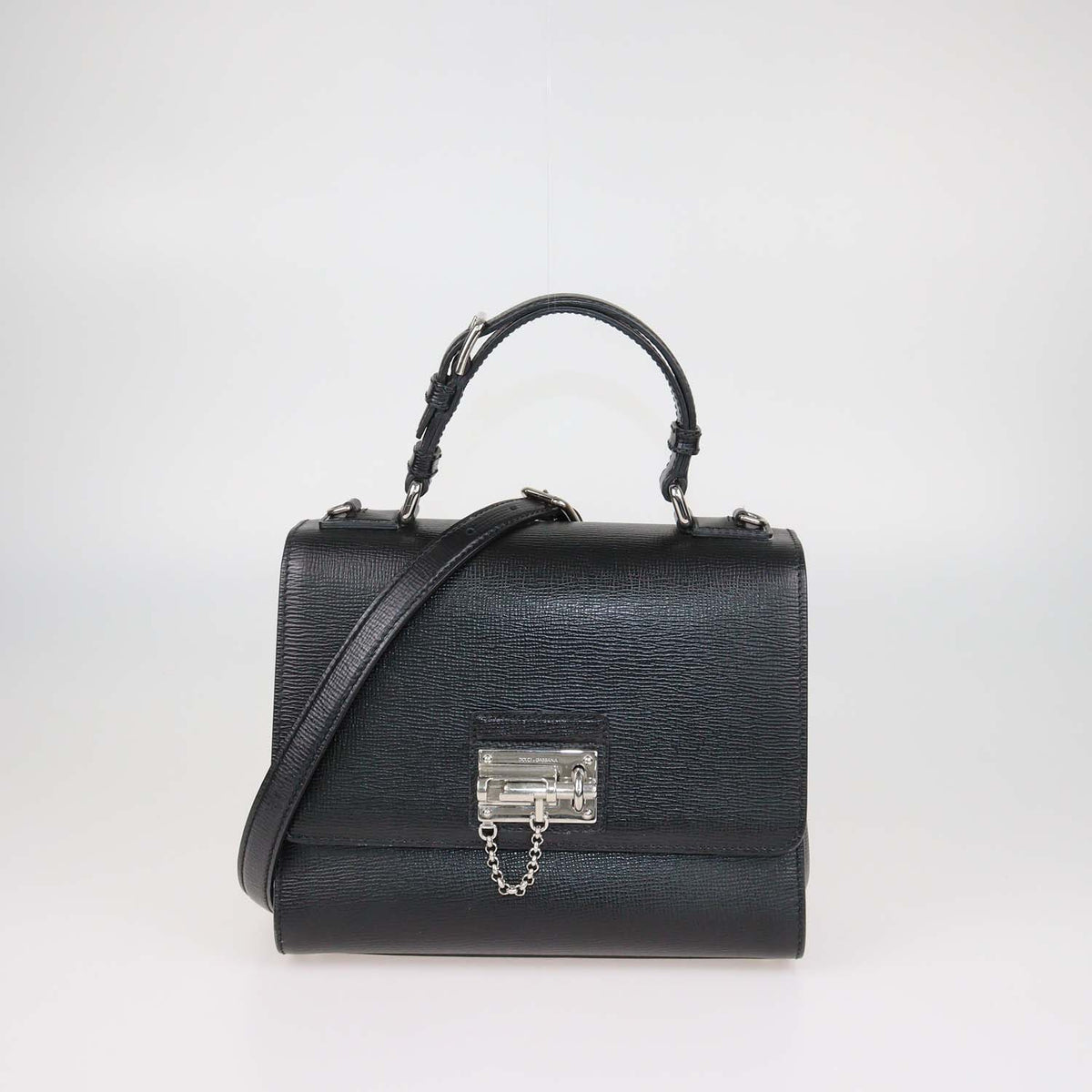 Dolce & Gabbana Black Leather Medium Miss Monica Top Handle Bag