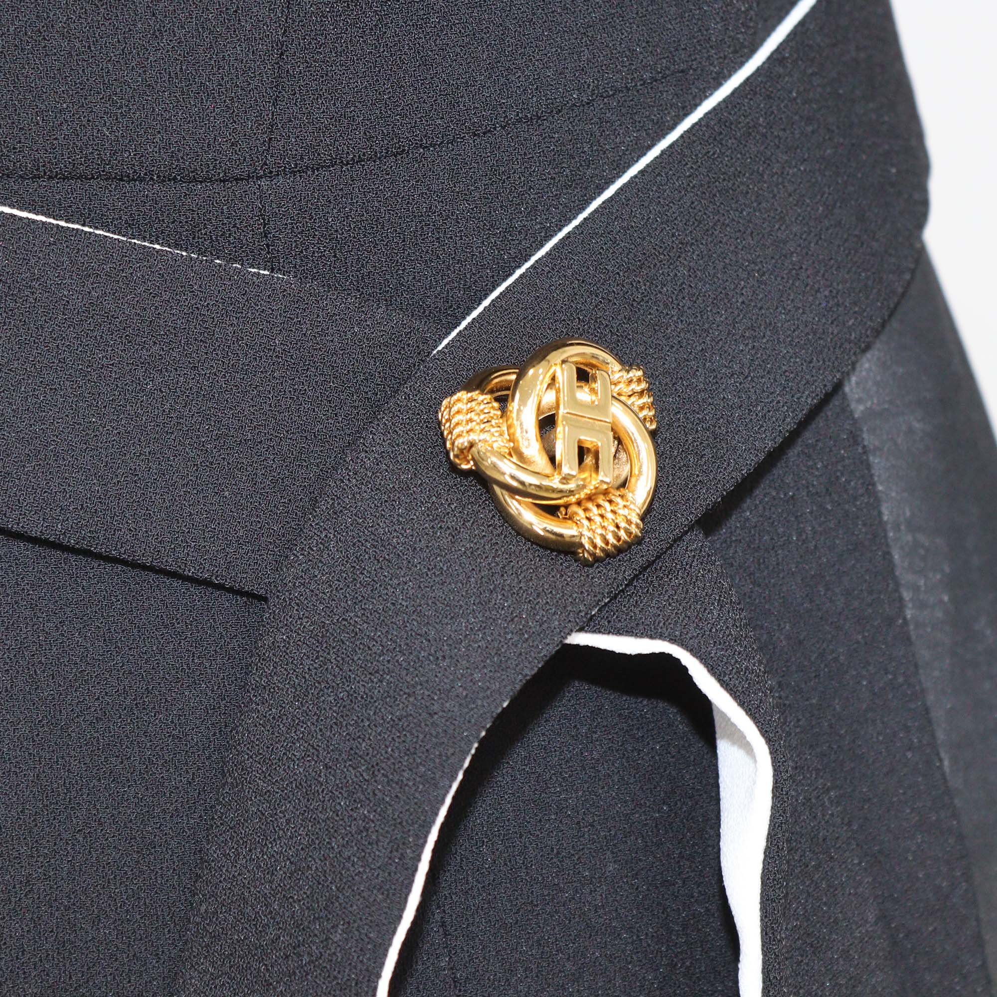 Elisabetta Franchi Black Belted Crepe Cropped Blazer